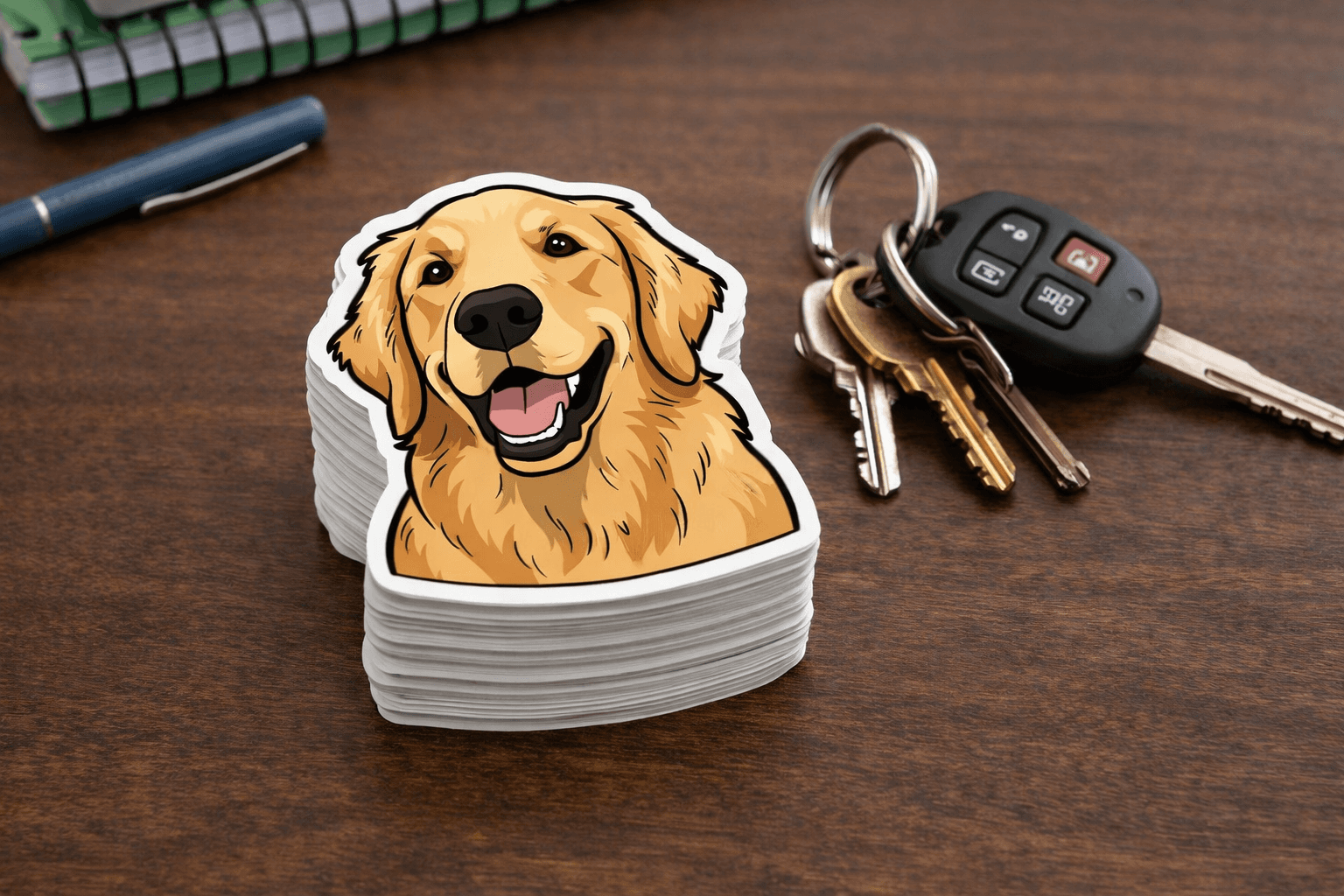 Sticker stack with golden retriever
