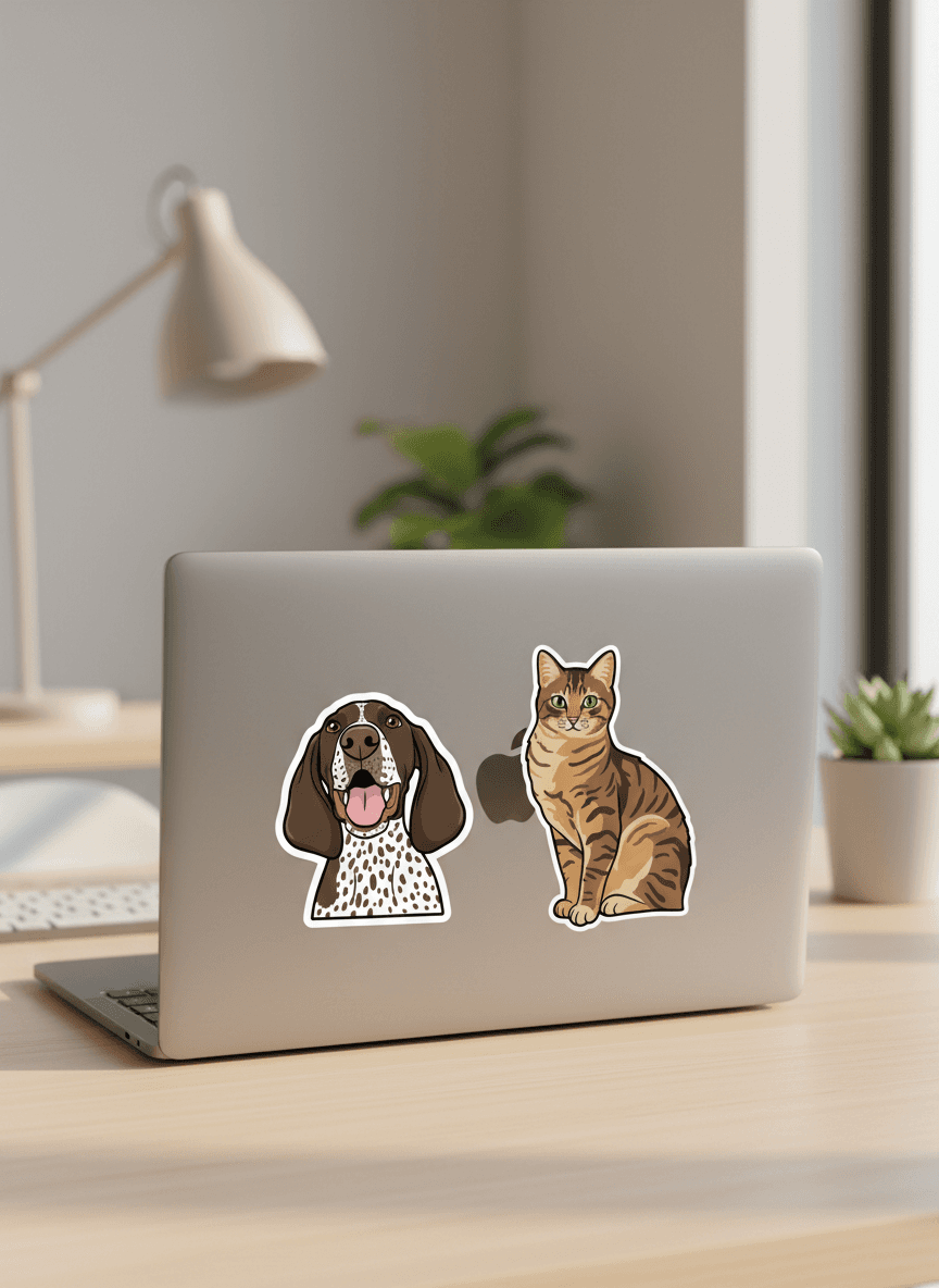 Pet stickers on a laptop