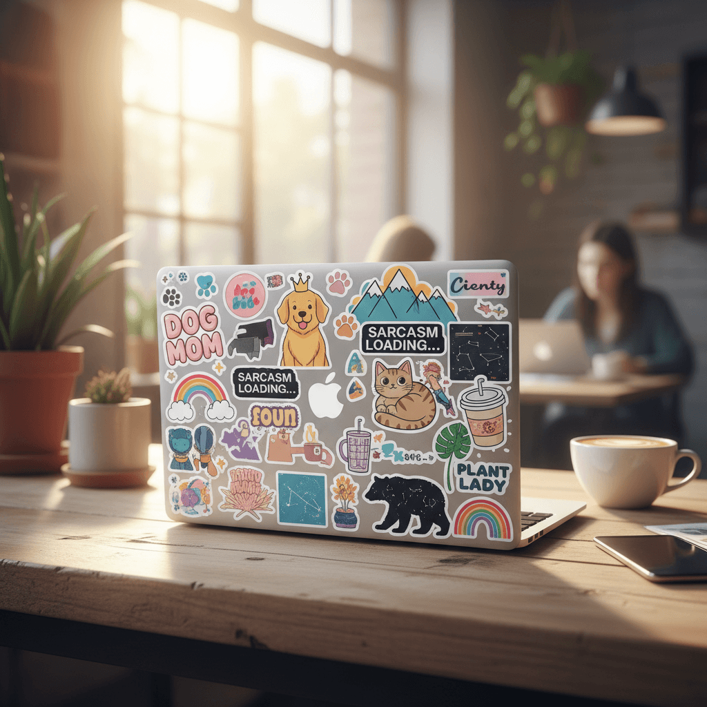 Stickers on a laptop