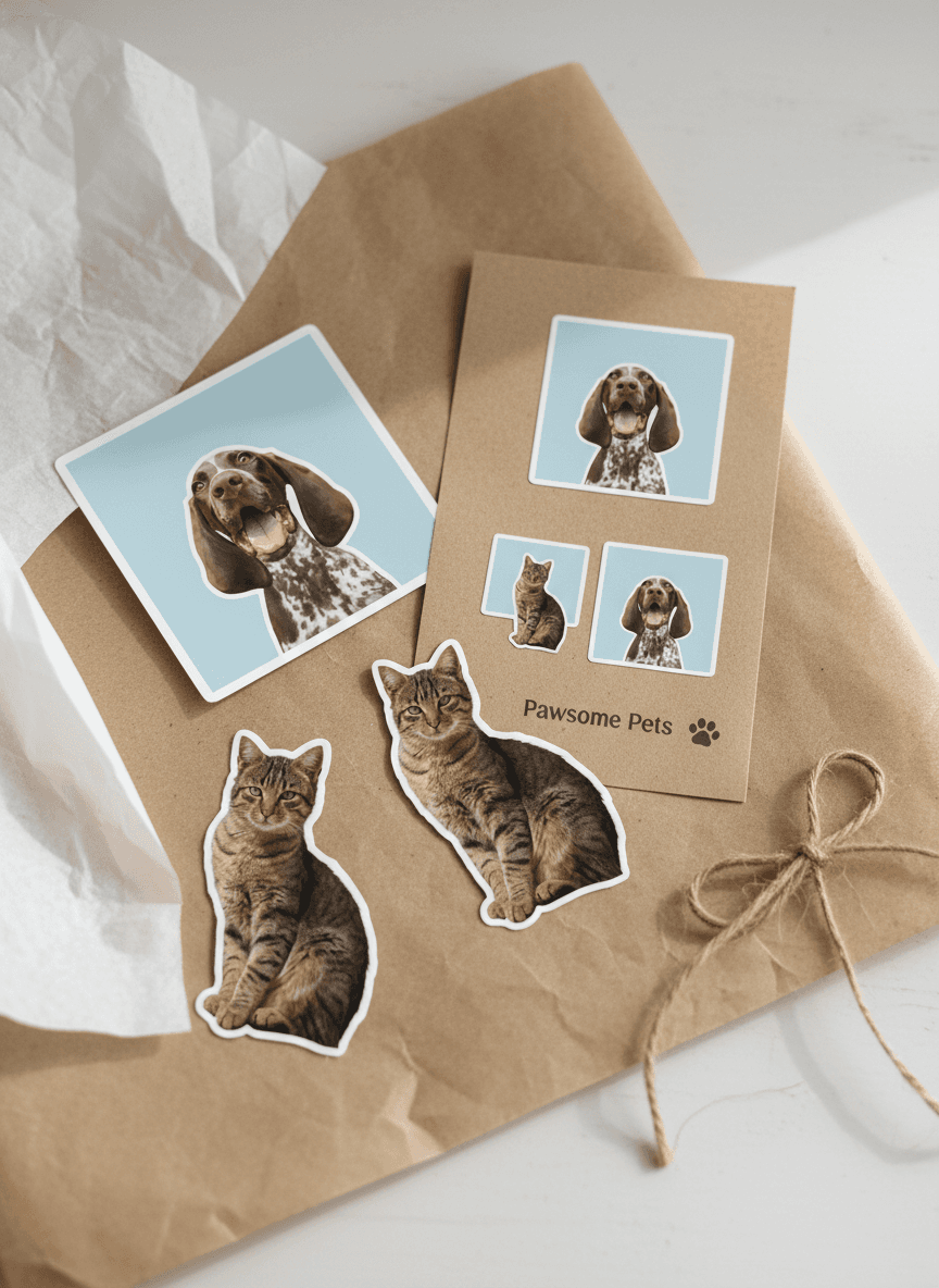 Pet stickers with packaging