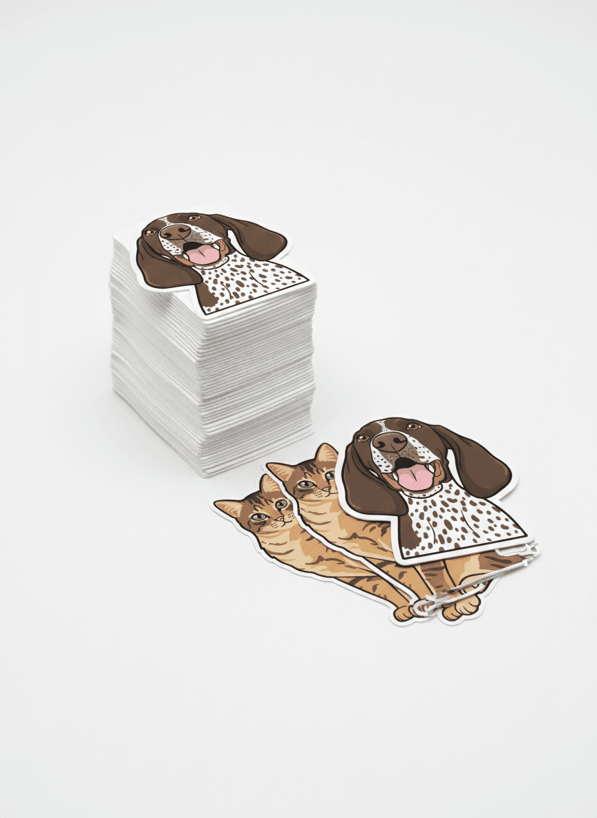 A stack of printed pet stickers